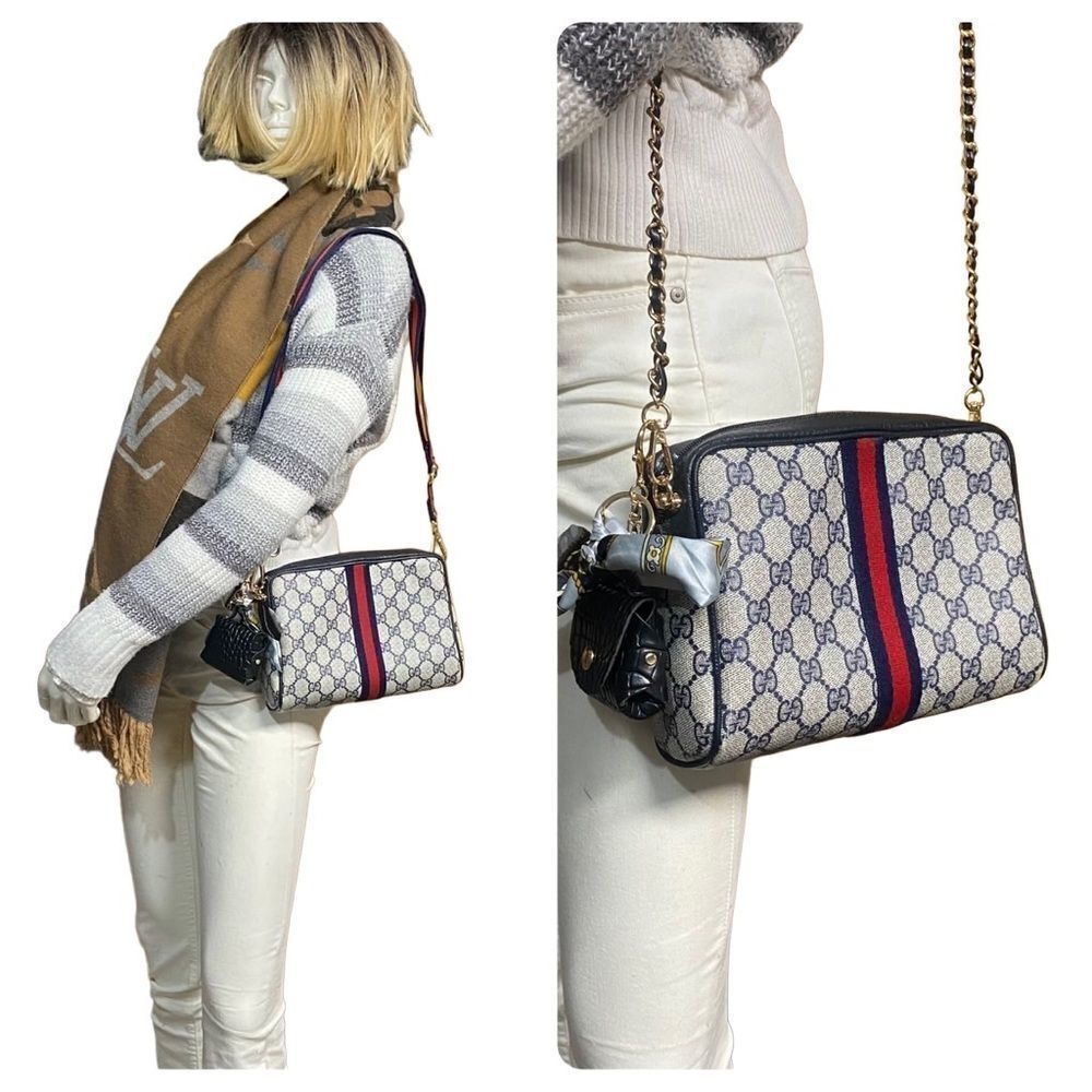 GUCCI GG Pattern Pvc/Leather Clutch-Crossbody-Shoulder Bag 💼 - Picture 5 of 17